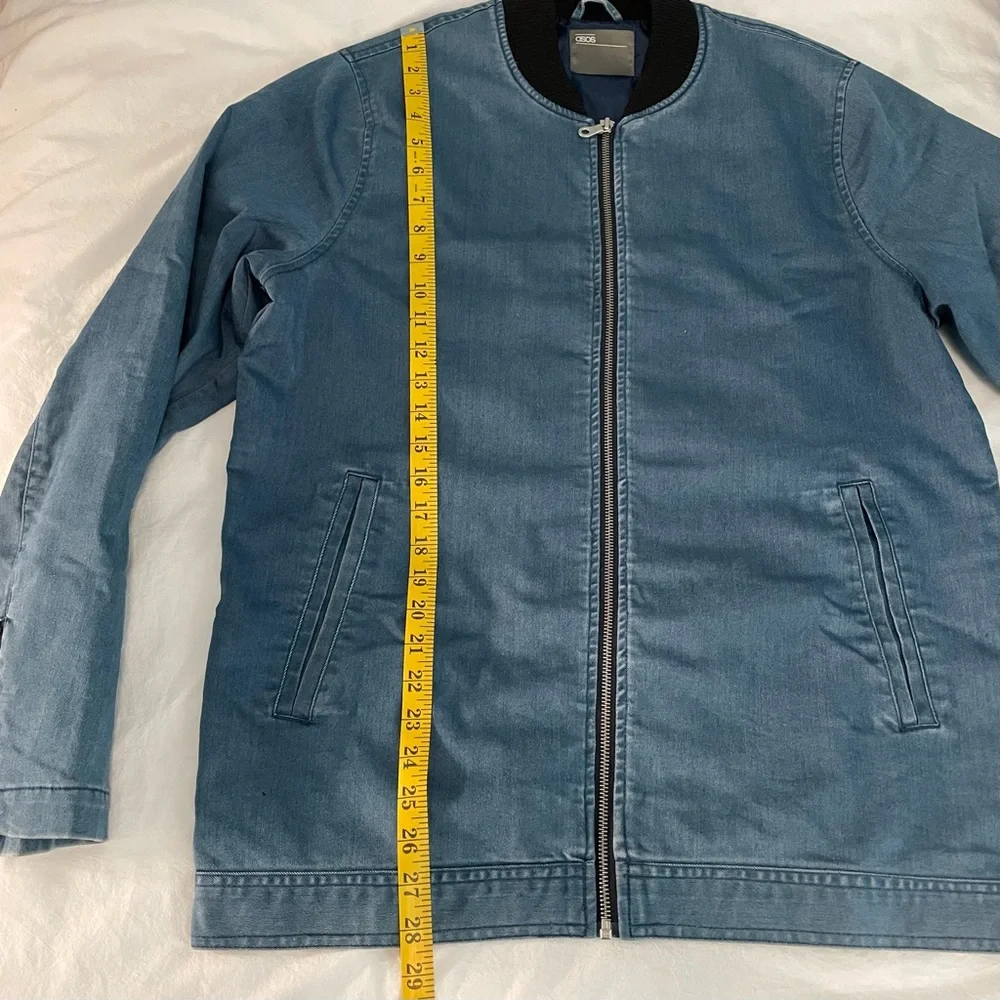 ASOS DESIGN Men’s Denim Oversized Bomber Jacket (size: S)
